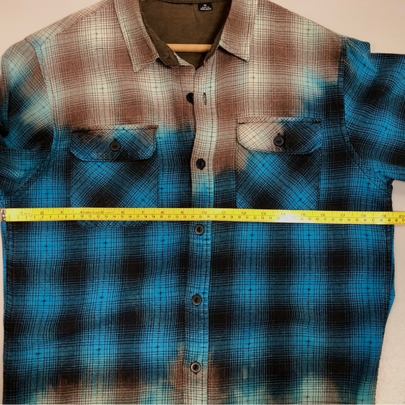 Custom Bleached Flannel Shirt, Sz Mens M (slim fit). - Picture 5 of 9